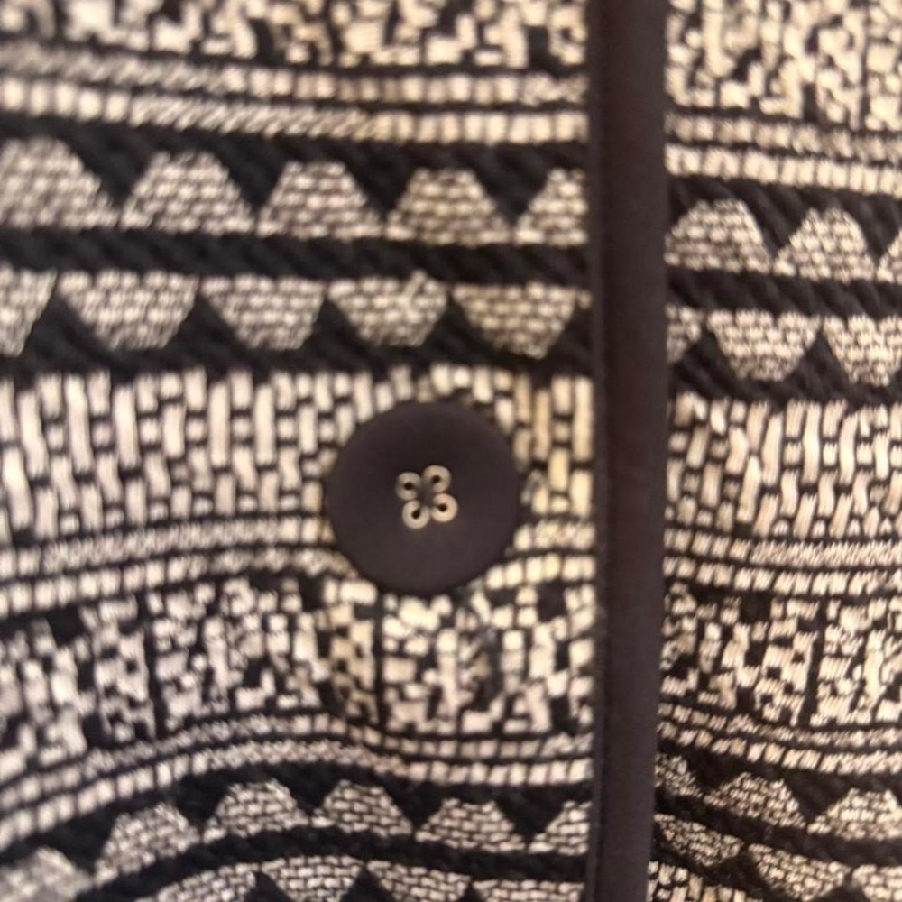 Multiples Xl Black White Patterned Button Front J… - image 4
